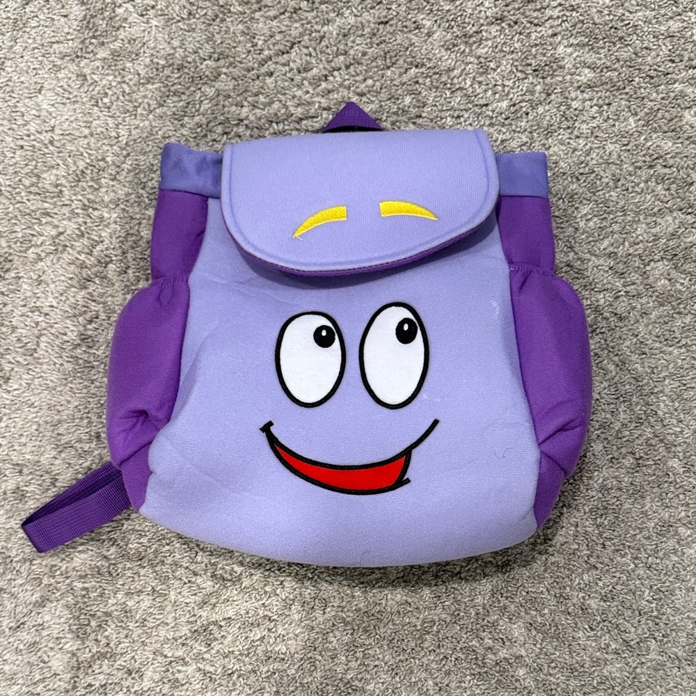 Kids Purple Cartoon Face Backpack - Cute Smiley School Bag